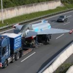 Slow-moving fighter jet blocks Autobahn traffic