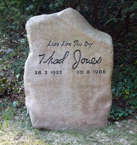 Thad Jones's grave in Vestre Kirkegård. Photo: Public domain