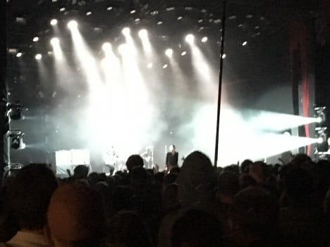 A terrible photo of a great show by Savages. Photo: Justin Cremer