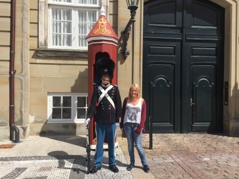 Lamberts using some of her newfound free time to make friends with a royal guard. Photo: Submitted