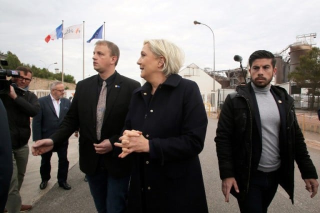 Marine Le Pen campaigning on Sunday. Photo: STR/AFP