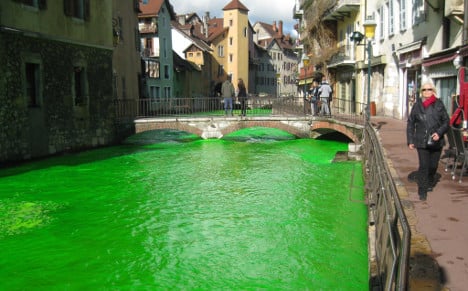Why are rivers in France turning fluorescent green?