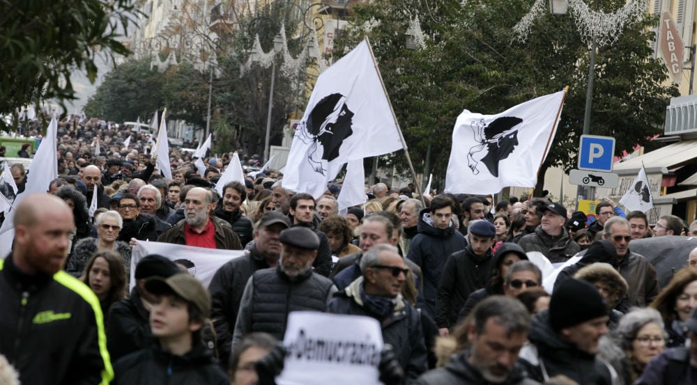 Thousands of Corsican nationalists march ahead of Macron visit 