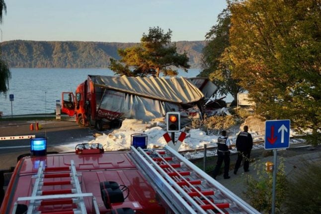 11 injured near Lake Constance as train hits trailer truck