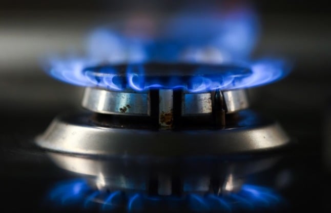 A lit gas cooker ring.
