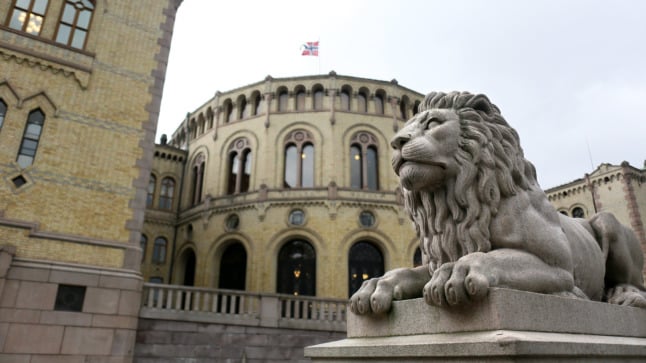 The governments policy platform has been revealed. Pictured is a statue outside of Norway's parliament. 