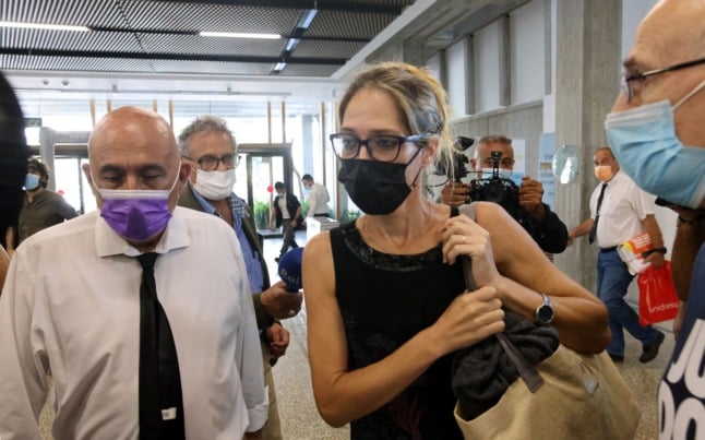 Aya Biran , a paternal aunt of Eitan Biran who was the sole survivor of a deadly cable car crash in Italy, arrives at Tel Aviv’s Justice Court on October 10, 2021