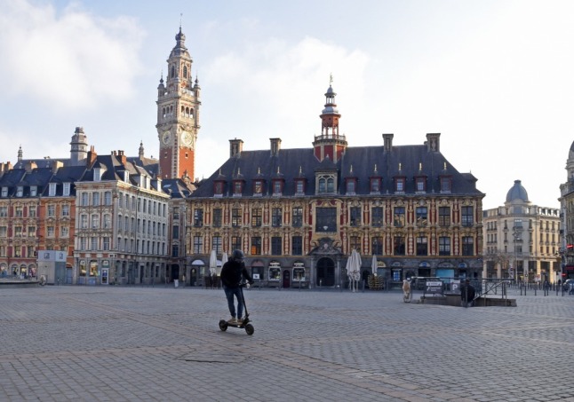 A deserted square in Lille, Hauts-de-France. This is one of the least happy regions of the country.