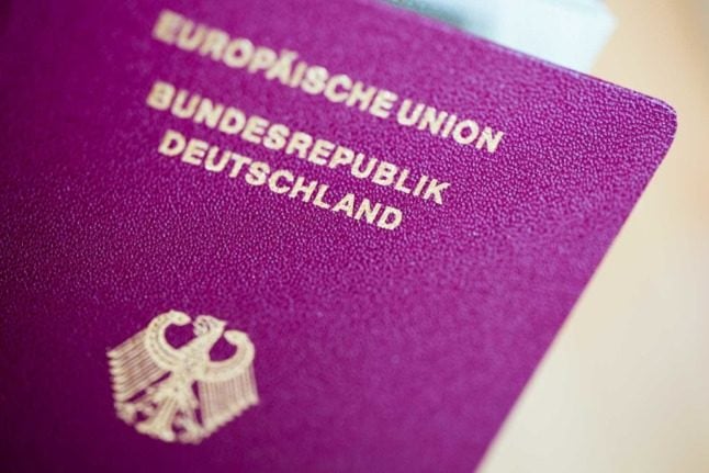 A picture of a German passport seen up close