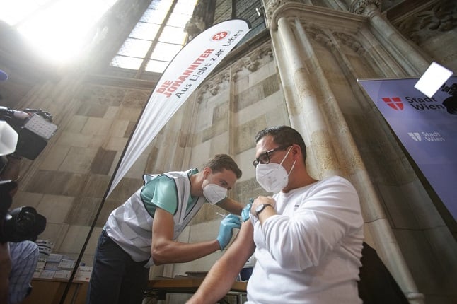 Vaccines underway at Vienna's famous St Stephen's Cathedral.