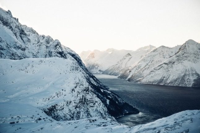 Pictured is mountain ranges in Ålesund. 