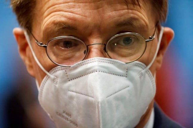 German Health Minister Karl Lauterbach in a face mask.