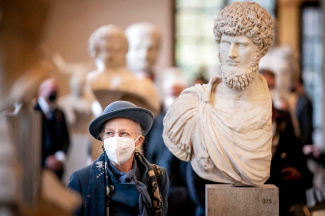 A file photo of Queen Margrethe visiting the Ny Carlsberg Glyptotek museum in Copenhagen. The Queen marks 50 years on the Danish throne on January 14th 2022.