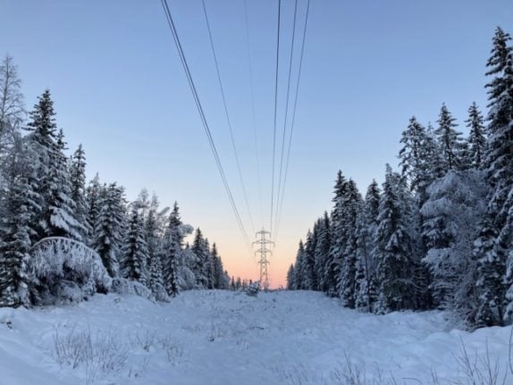 Pictured are power lines in Drammen, south-east Norway. 