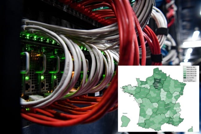 Protruding wires in a French data centre. 