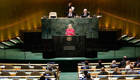 Thorning-Schmidt at the UN. Photo: Lucas Jackson/Scanpix